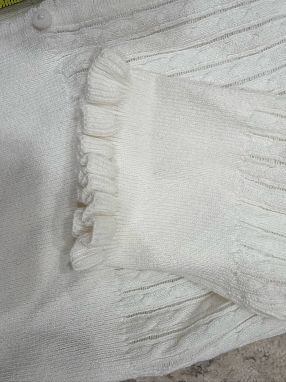 JEANNE PIERRE Cream Cable-Knit Scalloped Button Cardigan - Picture 8 of 9